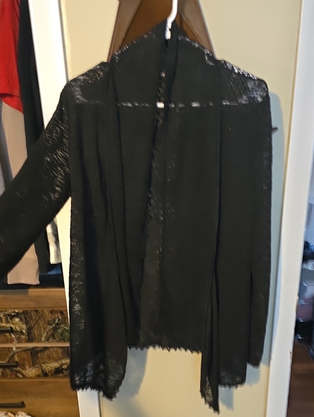 Almost Famous Black Sheer Draped Open Cardigan New With Tags Small Oversized